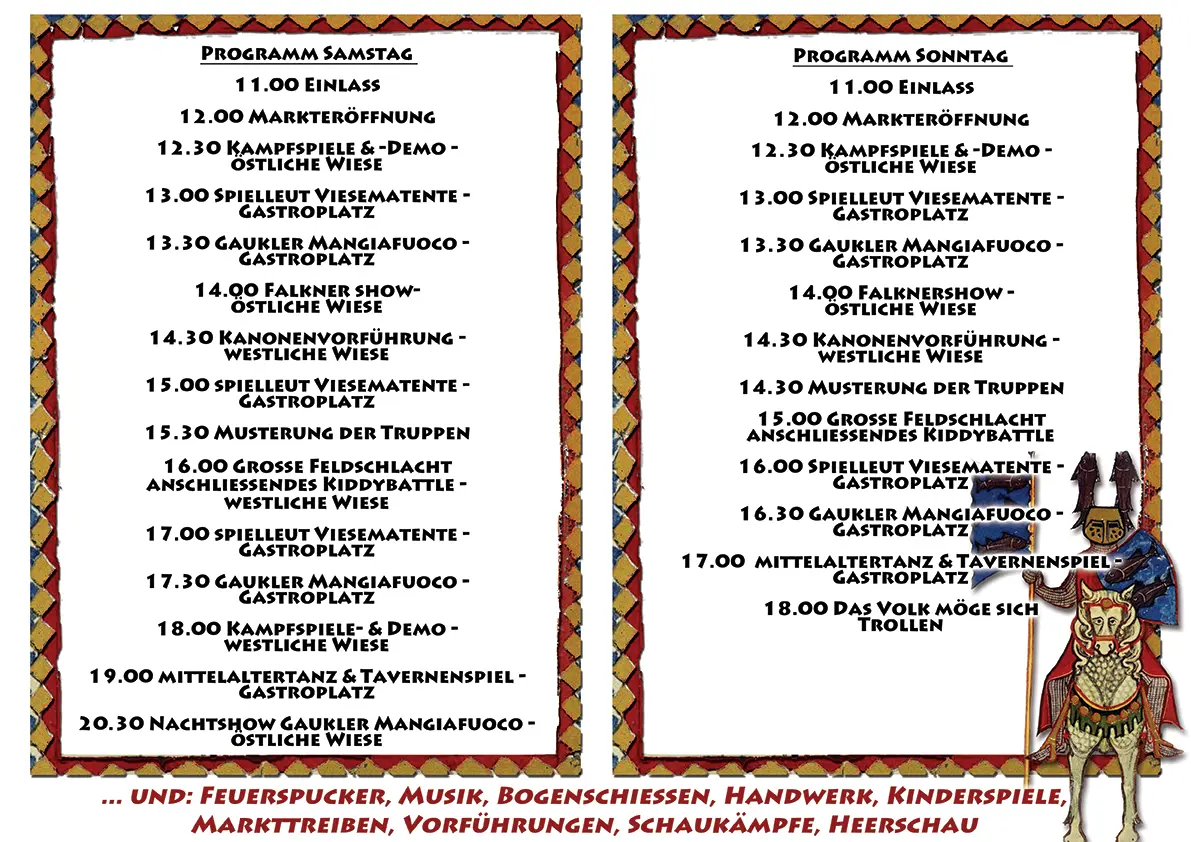 Programm_MA_Markt_2025 Die Belagerung von Kloster Graefenthal Mittelaltermarkt